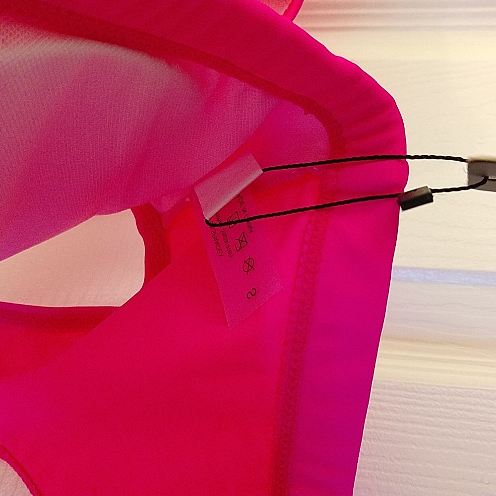 NWT Tempt Me Cheeky High Waisted Neon Pink Bikini - Small - Picture 8 of 10